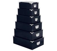 Five - Juego de 6 cajas de almacenamiento con asas y esquinas de metal, color azul