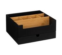 Five - Organizador de baño de almacenamiento de maquillaje, 1 cajón y 9 compartimentos negro y bambú