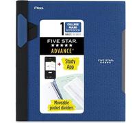 Five Star Advance - Cuaderno en espiral, 1 materia, papel rayado universitario, 11 x 8-1/2 pulgadas, 100 hojas, con protector en espiral y separadores móviles, el color puede variar (06322)