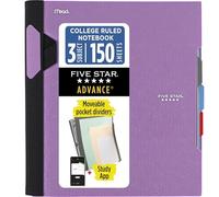 Five Star Advance - Cuadernos espirales, 3 materias, papel rayado universitario, 11 x 8-1/2 pulgadas, 150 hojas, con protector en espiral y separadores móviles, morado amatista (820060G)