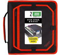 Five Star Carpeta con cremallera, carpeta de 3 anillos de 2 pulgadas con panel de expansión y archivo expandible, capacidad de 580 hojas, rojo/negro (29052CE8)