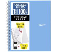 Five Star - Cuaderno de espiral, 1 tema, 100 hojas, papel rayado, 26,7 x 20,3 cm, color azul cobalto