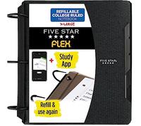 Five Star Flex - Cuaderno recargable + aplicación de estudio, papel rayado universitario, anillos TechLock de 1-1/2 pulgadas, bolsillos, pestañas y divisores, capacidad de 300 hojas, negro (29324AA2)
