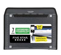 Five Star Organizador de archivos expandible + aplicación de estudio, organizador de archivos de acordeón de 7 bolsillos, cierre de cremallera, capacidad para papel de 8-1/2 x 11 pulgadas, negro