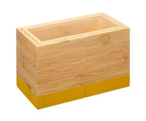 Five - Tarro de cubiertos extensible de bambú natural y amarillo mostaza