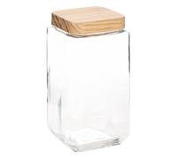 JJA Tarro de cristal cuadrado con tapa de pino 2 l