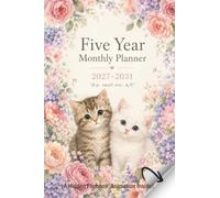 Five Year Monthly Planner 2027-2031 Small Size: Floral Pocket Calendar Organizer Two Pages Per Month with Holidays | Monthly Planning Journal with Flipbook Animation Gift for Cat Lovers