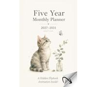 Five Year Monthly Planner 2027-2031 Small Size: Pocket Calendar Organizer Two Pages Per Month with Holidays | Monthly Planning Journal with Flipbook Animation Gift for Cat Lovers