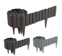 FIVMEN Borde de plástico para césped, 2,3 m, aspecto de madera, borde de arriate con 10 cm, grano de madera, imitación de borde cortacésped, valla de jardín para jardín, color marrón