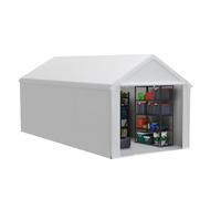 FIVMEN Caseta de jardín de 18 m³, de polietileno, con paredes laterales extraíbles, resistente al invierno, tienda de almacenamiento, para herramientas de jardín, moto, bicicleta, color blanco