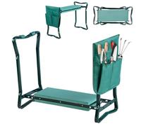 FIVMEN Taburete de jardín plegable para jardinería, cojín para rodillas, banco de jardín, banco 2 en 1, con cojín de espuma EVA y bolsa de herramientas, silla de rodilla, taburete de trabajo para
