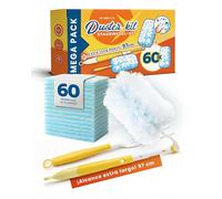 FixedNow 60 x Recambios Plumero XXXL compatibles con Swiffer Duster | Kit Plumero Telescópico Atrapapolvo con Pértiga 97cm - Pack mega de paños en seco para Hogar & Coche
