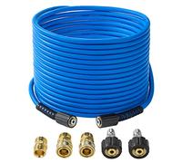 FIXFANS Manguera de lavado a presión - Manguera de extensión de lavadora de alta potencia de 1/4 pulgadas x 50 pies - Manguera de alta presión resistente a torceduras y desgaste para reemplazo -