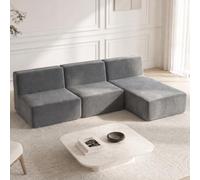 Fiximaster Sofá esquinero en forma de L, 3 plazas, modular con función de | Sofá de 3 piezas Boneless con chaise longue lateral, envasado al vacío, no requiere montaje, para sala de estar