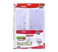 Fixo Cover - Forro Libros Ajustable 31 x 53cm, Pack 5 Unidades, PVC 130 micras Transparente, Tira Adhesiva Reposicionable Lateral en Solapa, ForraFácil para Material Escolar