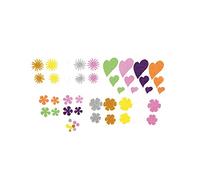 Fixo Kids 68002200. Pack de 64 Figuras de Goma EVA Adhesivas con Purpurina, Flores y Corazones, Perfectas para Manualidades