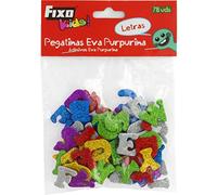 Fixo Kids 68002400. Pack de 79 Figuras Goma EVA Adhesivas con Purpurina, Forma de Letras, Surtido Color, Perfecta para Manualidades Escolares