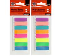Fixo Notes, 200 Marcadores Adhesivos Colores Surtidos con Regla 12cm, PET Tráslucido, Tamaño 12x45mm, Puedes Escribir con Lápiz y Boli, Resistentes al Agua, Perfecto Material Escolar (Paquete de 2)