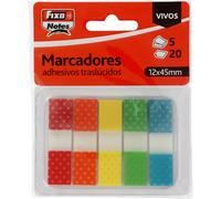 Fixo Notes, Marcadores Adhesivos Trasparentes, 5 Colores con Lunares, Dispone de Dispensador, 12x24mm, Bloques de 20 Hojas, Indices de Plástico Traslucido, Reposicionable, Resistente al Agua