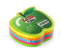 Fixo Notes | Notas Adhesivas Forma de Manzana | Bloc con 5 Colores Neón | 50 Hojas | 71x69mm | Certificado FSC | Perfecto Material Escolar para Mejorar tu Productividad