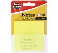 Fixo Notes | Notas Adhesivas Transparentes | 50 Notas de 75x75mm | De Plástico | Color Amarillo Pastel | Reusables e Impermeables | Para Amantes de la Papeleria Aesthetic | Ideal como Material Escolar
