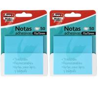 Fixo Notes | Notas Adhesivas Transparentes | 50 Notas de 75x75mm | De Plástico | Color Azul Pastel | Reusables e Impermeables | Para Amantes de la Papeleria Aesthetic | Ideal como Material Escolar