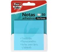 Fixo Notes | Notas Adhesivas Transparentes | 50 Notas de 75x75mm | De Plástico | Color Azul Pastel | Reusables e Impermeables | Para Amantes de la Papeleria Aesthetic | Ideal como Material Escolar
