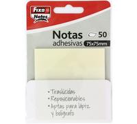 Fixo Notes | Notas Adhesivas Transparentes | 50 Notas de 75x75mm | De Plástico | Color Blanco Traslúcido | Reusables e Impermeables | Perfectas para Libros Escolares y Documentos de Oficina