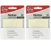 Fixo Notes | Notas Adhesivas Transparentes | 50 Notas de 75x75mm | De Plástico | Color Blanco Traslúcido | Reusables e Impermeables | Perfectas para Libros Escolares y Documentos de Oficina