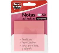 Fixo Notes | Notas Adhesivas Transparentes | 50 Notas de 75x75mm | De Plástico | Color Rosa Pastel | Reusables e Impermeables | Para Amantes de la Papeleria Aesthetic | Ideal como Material Escolar