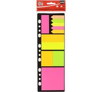 Fixo Notes - Set de Notas y Marcadores Adhesivos, Colores y Tamaños Surtidos Archivadores 4 Anillas a4, 25 Hojas por Bloc, 11 Blocs, Organizar Apuntes