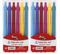 FIXO Pack de 6 Boligrafos Soft con Olor. De Colores, surtido (Grafoplás 32999) (Paquete de 2)