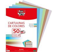 Fixo Paper 00001795 - Paquete de cartulinas de colores A3 - Surtido de colores fuertes II, 50 unidades, 180g
