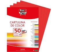 Fixo Paper 11120351 - Paquete de cartulinas A3 - 50 unidades color rojo 180g