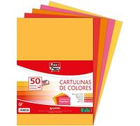 Fixo Paper - Paquete de Cartulinas Colores A4 - Surtido Colores Fuertes, 50 unidades, 180g