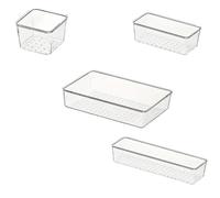 FJOADNVM Cajas Organizadoras Cajones 25 PCS Drawer Organiser Set Clear Plastic Desk Organizer Dividers Trays Dresser Storage Bins Separation Box for Makeup(Transparent-8Pcs)