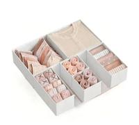 FJOADNVM Cajas Organizadoras Cajones Foldable Underwear Organizer Set Hard Storage Boxes For Bra Socks Drawer/Closet Clothes Organizers(6 pcs white)