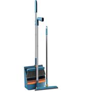 FJOADNVM Juego De Escoba Y Recogedor Juego Combinado de Cepillo, Pala, Escoba y recogedor, Herramientas Limpieza del hogar, Cabello Antiadherente, seco, húmedo, Doble Uso, Plegable(Blue)