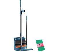 FJOADNVM Juego De Escoba Y Recogedor Juego Combinado de Cepillo, Pala, Escoba y recogedor, Herramientas Limpieza del hogar, Cabello Antiadherente, seco, húmedo, Doble Uso, Plegable(Blue)