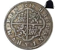 FKaiYin 1618 Monedas históricas talladas a mano de España - Grandes monedas europeas de España - Moneda antigua conmemorativa sin circular + Bolsa KaiKBax - Es una moneda artesanal, experiencia futura