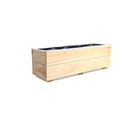 FKL DESIGN Home Deco Jardinera de Madera 60 cm - Macetero de Abeto Impregnado con Revestimiento y Drenaje - Jardinera para Balcón Terraza y Jardín - Montada, D27 (Crudo, 60 cm)