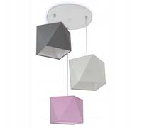 FKL DESIGN Home Deco Lámpara De Techo, Colgante Bola, Color: Gris-Blanco-Rosa, 299-E3D GWR