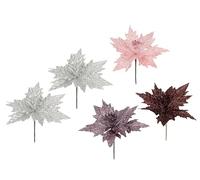 Flair Flower Pick 021178VAR - Estrella de Navidad Artificial con Terciopelo Brillante, Accesorio para Corona de Adviento, floristería, Plata, Oro, Rosa, Rosa Viejo, Rojo Oscuro, 21 x 20 x 20 cm