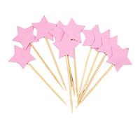 Flairs New York Adornos para decoración de magdalenas (mini estrellas con purpurina rosa, paquete de 10 adornos para cupcakes)