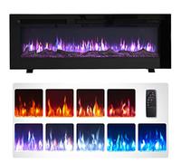 FLAMEKO Wilton,Chimenea eléctrica 3 en 1 de 127 cm, independiente, montaje en pared, empotrada, efecto de llama de 9 colores, compatible con pared multimedia,1800 W, control remoto