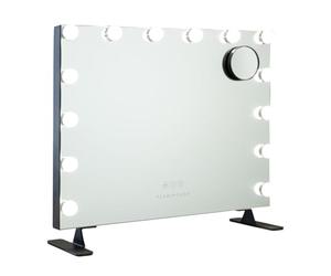 Flamingueo Espejo Maquillaje con Luz - 14 LED - 3 Modos de Luz - Intensidad Ajustable - Control Táctil - Puerto USB - Espejo Aumento Incluido - Vanity Mirror - Negro - 58x15x51cm