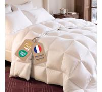 Flandria Edredón Cálido de Plumas y Plumón de Pato 650 g/m², 240x260 cm | Edredón Natural Transpirable, Cálido y Ligero, Mullido, Plumas Certificadas RDS, Tejido OEKO-TEX, Bolsa de Algodón