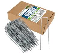 Flandria - Juego de 100 estacas de fijación de Acero galvanizado H 100 mm L 35 mm - Grapas Ø3 mm en Forma de U para lienzos de tapizado, Rejilla, tuberías, sardinas Tienda, césped sintético
