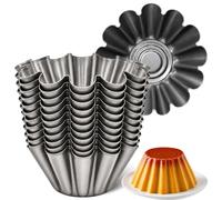 Flaneras Individuales, Molde para flan Molde Repostería, Antiadherente, Acero Inoxidable, Ideal para Flan, Postres, Salsa, Repostería y Cocción al Baño María, 18 cm Diámetro x 9 cm alto, 12 unidades