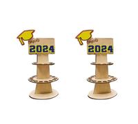 Flaroey 2 Piezas 2024 Caja de Regalo de la Temporada de Graduación Monedero de Graduación Titular del Dinero, Sombrero Amarillo Letras Azules